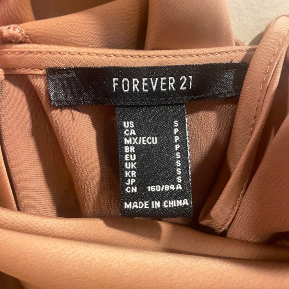 Forever 21 Tan/Gold Satin Cowl Neck Midi/Maxi Dress with slit - Size Small - Picture 7 of 7